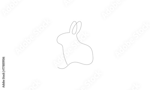 An Easter Bunny illustration in one continuous line. lovely rabbit silhouette with ears in a straightforward, basic style for a web banner and greeting card with a spring theme.