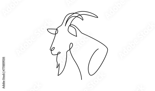 goat sheep One continuous single line hand drawn isolated background