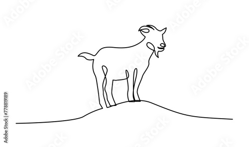 goat sheep One continuous single line hand drawn isolated background
