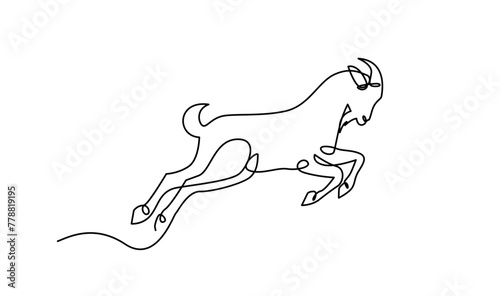 goat sheep One continuous single line hand drawn isolated background