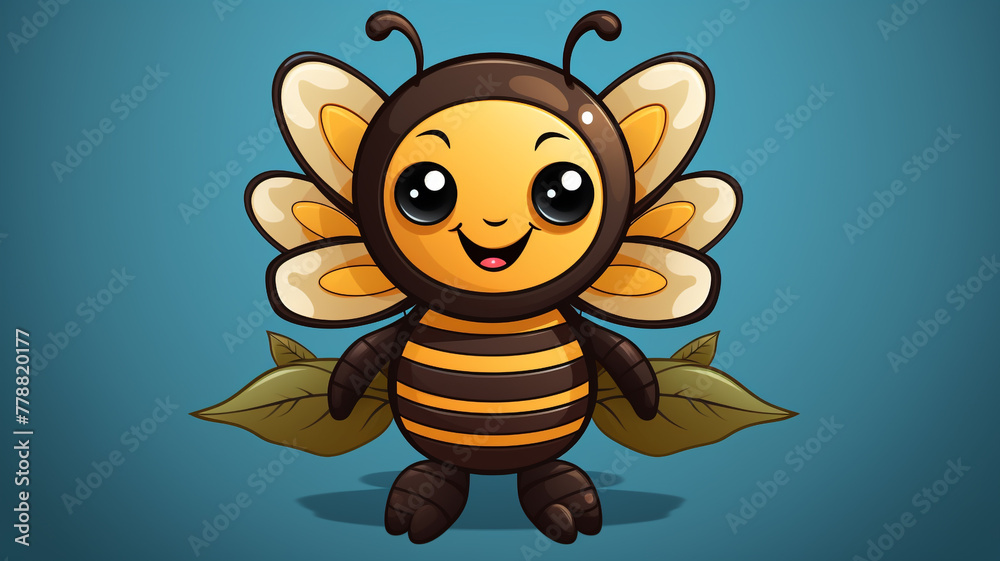 A whimsical cartoon logo of a friendly bee buzzing around a flower.