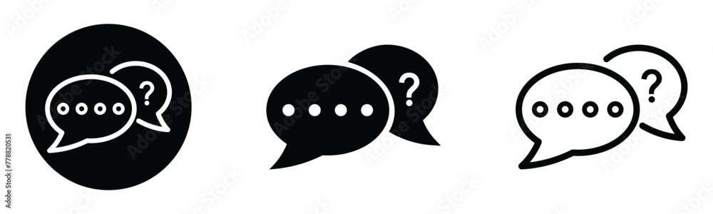 question and answer chat icon set. FAQ or help speech bubble symbol. transparent vector button. question and answer chat icon set. FAQ or help speech bubble symbol. transparent vector button.