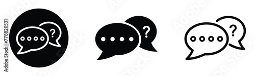 question and answer chat icon set. FAQ or help speech bubble symbol. transparent vector button.