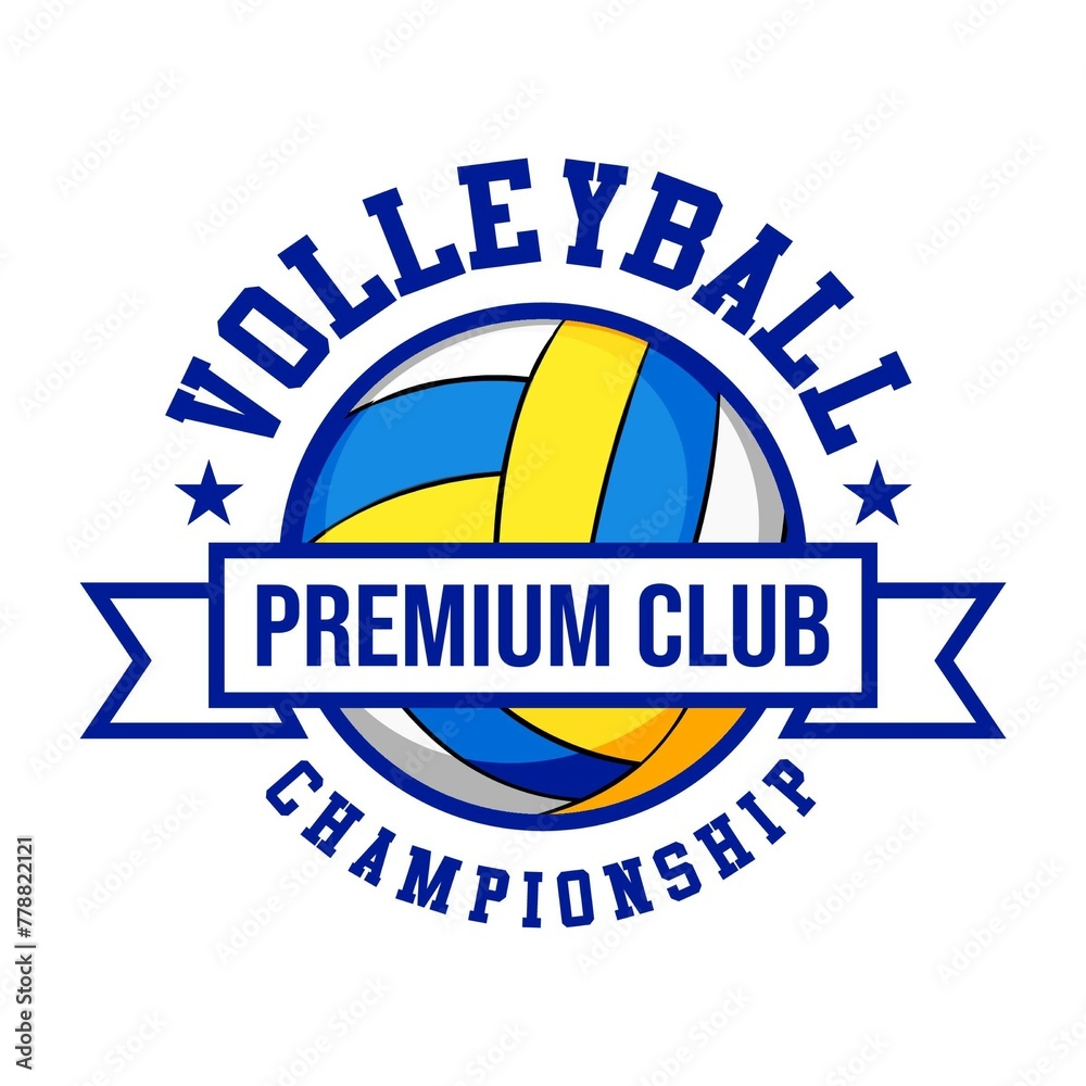 Volleyball championship logo emblem design illustration