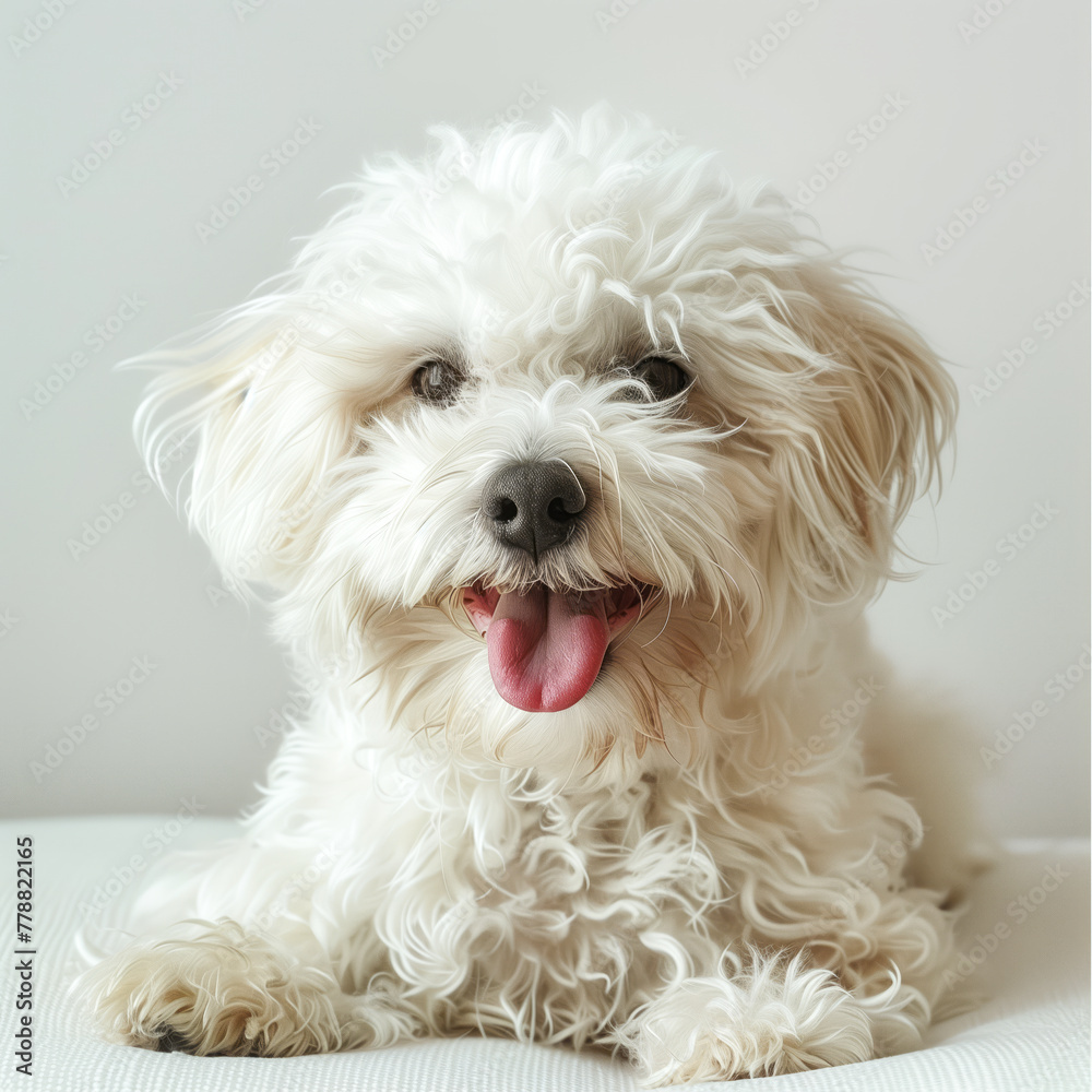 Bolognese dog on white background,