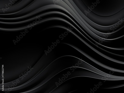Black fuzz abstract background, in the style of abstraction creation, stimwave, precisionist lines with copy space wave wavy curve fluid design