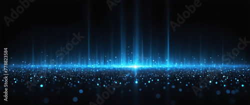 Blue blue spectrum lights tech black party club neon lights abstract wave technology background, black background. wide banner, poster, website, video editing, background. ai 