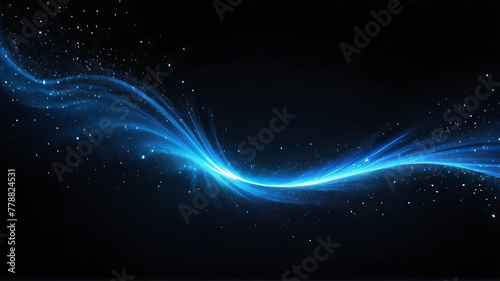 Blue blue spectrum lights tech black party club neon lights abstract wave technology background, black background. wide banner, poster, website, video editing, background. ai 