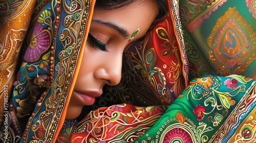 Dupatta Draped in Cultural Splendor, indian, vibrant hues, culture