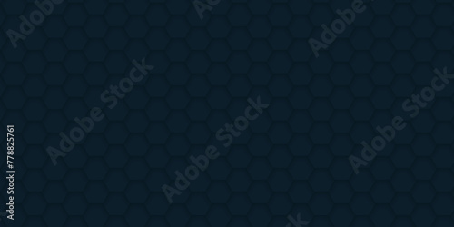 Seamless pattern. Dark blue hexagon textured background. Blue honeycomb texture background.