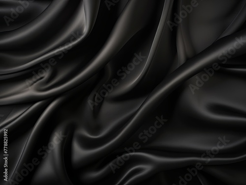 Black vintage cloth texture and seamless background with copy space silk satin blank backdrop design