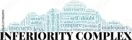 Inferiority Complex word cloud conceptual design isolated on white background.