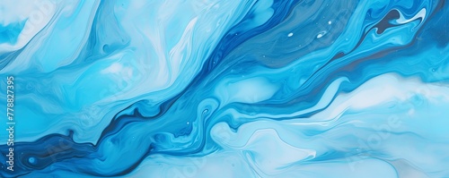 Blue fluid art marbling paint textured background with copy space blank texture design