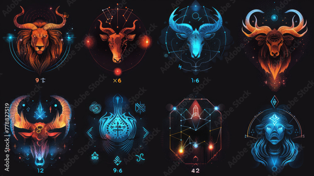 Collection of Zodiac Signs, Astrology Icons for Cosmic Guidance Stock ...