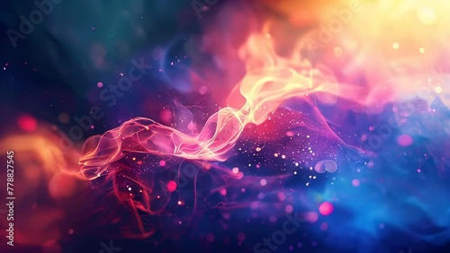 Abstract colorful background with dynamic particles. Futuristic technology style. Vector illustration. photo