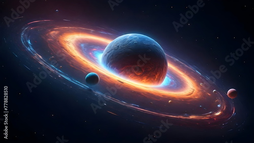 The Galactic system of a planet in space with lots of planets