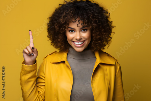 Fashionable 30-Year-Old Woman Indicating Blank Space for Marketing Use