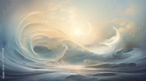 Dynamic waves, abstract symbols, and a sense of upward motion, portraying the boundless energy and limitless potential inherent in every moment Ai Generative