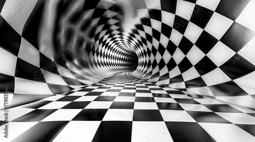 Black and White Checkered Floor Perspective.