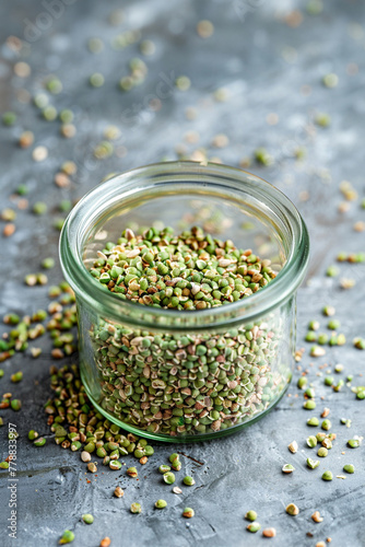 Buckwheat stored in a glass jar