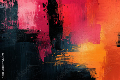 Abstract brush strokes  bold digital art with central text space