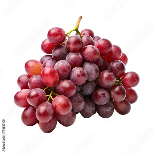 A bunch of red grapes isolated on transparent background.