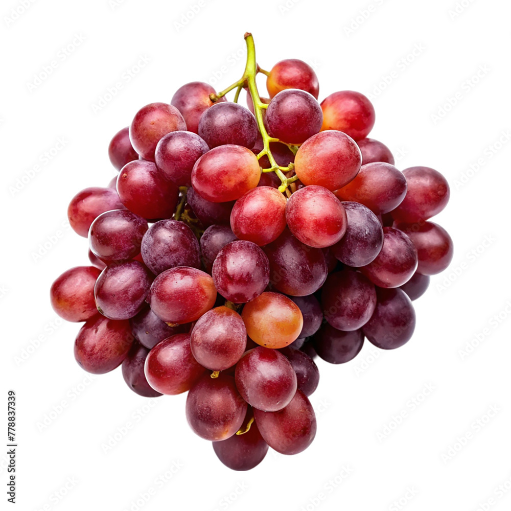 A bunch of red grapes isolated on transparent background.