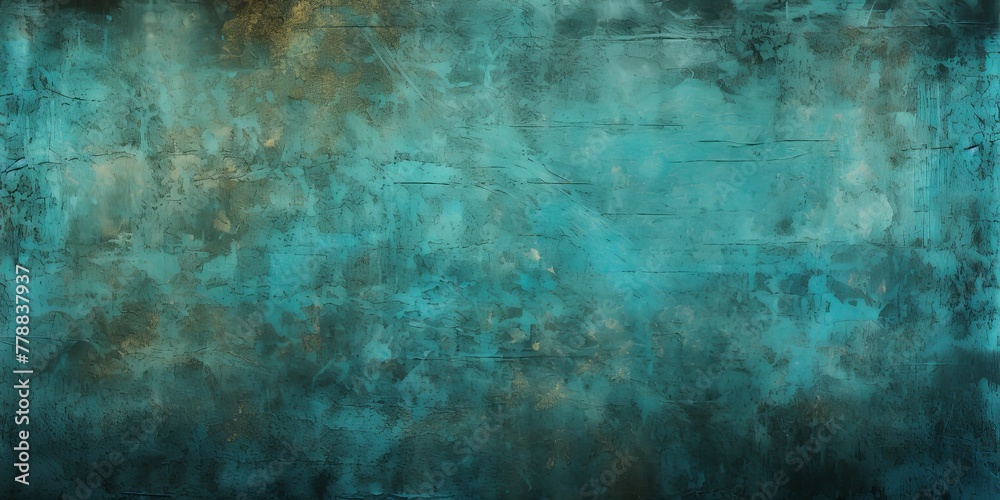 Cyan dust and scratches design. Aged photo editor layer grunge abstract background - obrazy, fototapety, plakaty 