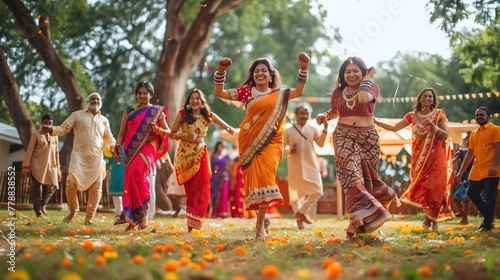 Indians celebrating gudi padwa street festival photo