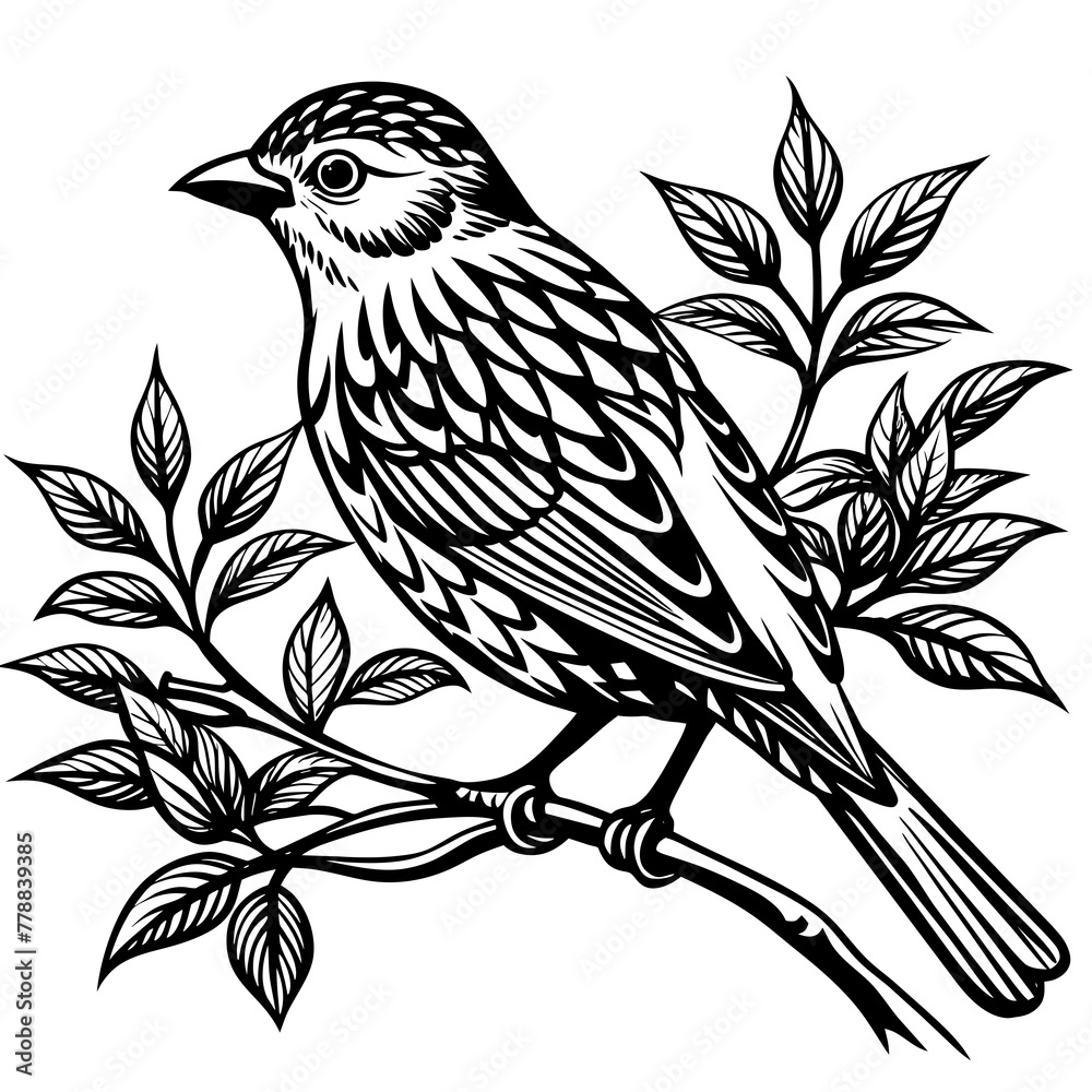 Bird on a branch vector illustration. Bird on a branch vector illustration.