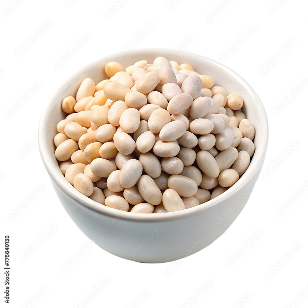 White beans on white bowl isolated on transparent background. White beans on white bowl isolated on transparent background.