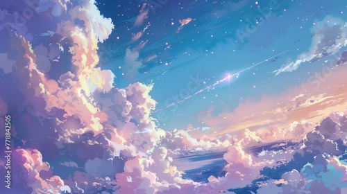 Shooting star and sky background