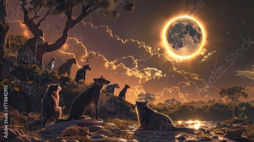Animal watching total solar eclipse photo
