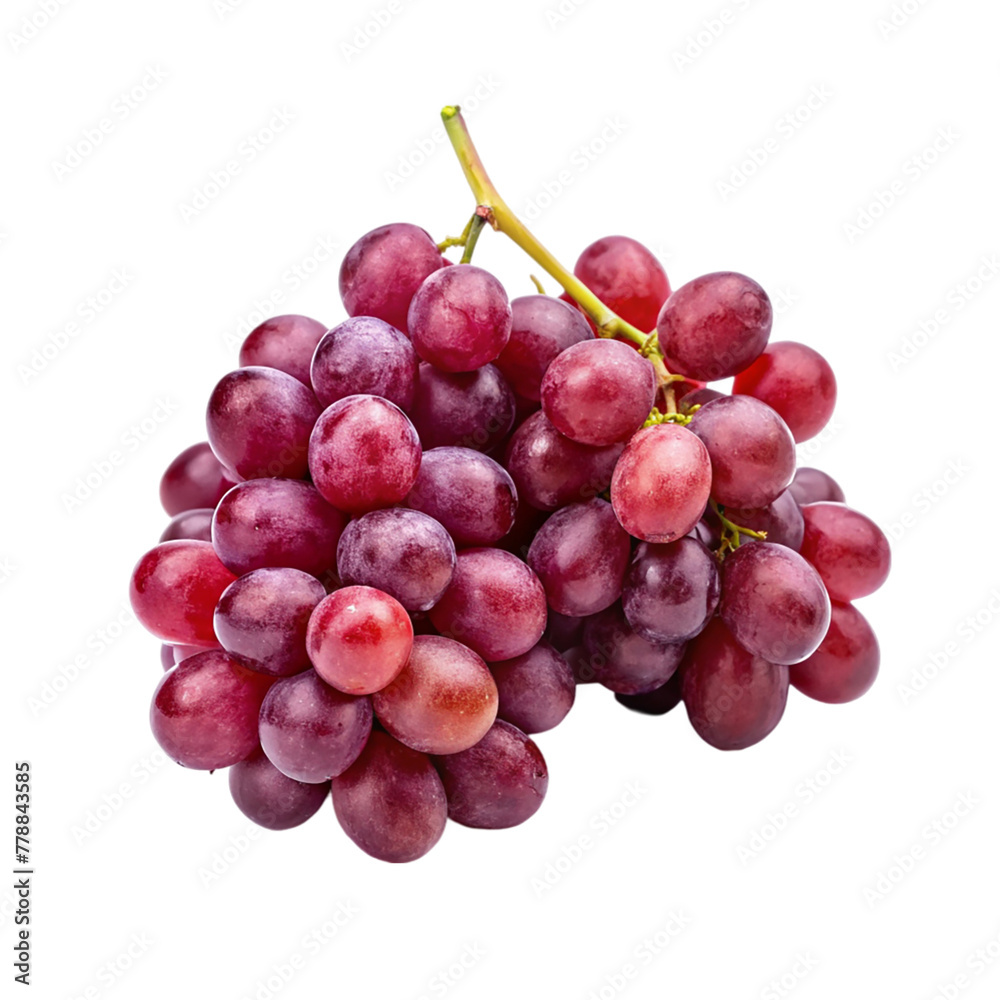 A bunch of red grapes isolated on transparent background.