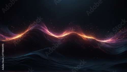 Abstract background with glowing particles and energy waves