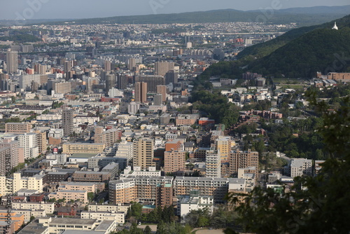 円山山頂から見た札幌の街並み
