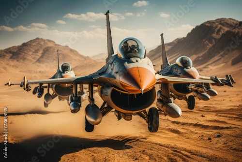 F 16 fighter patrols the sky photo