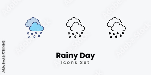 Rainy Day Icons set thin line and glyph vector icon illustration