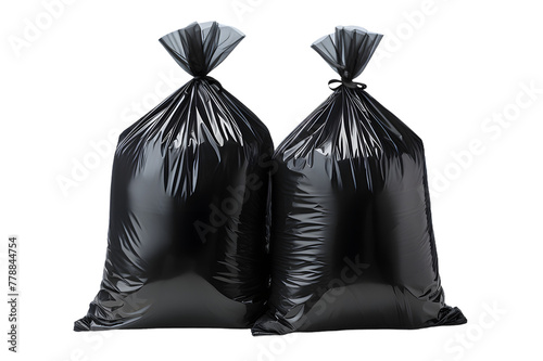 close up of a garbage bag black Black garbage bags isolated on a white background with clipping path transparent background Generative Ai