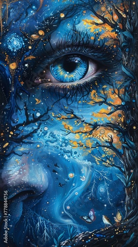 Human eye, Sapphire Swirl galaxies swirl within Velvet Vortex eyes © AlexCaelus