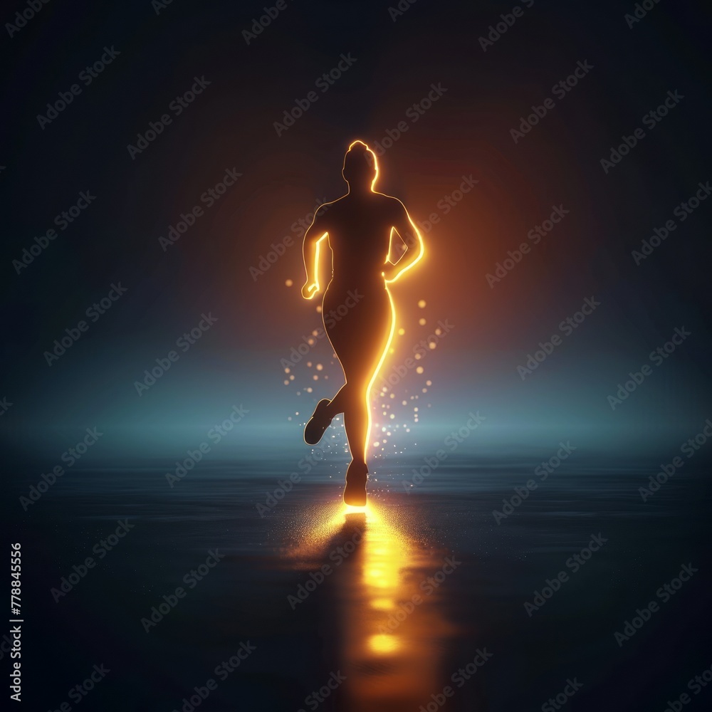 3D Rendered Silhouette of a Person Running