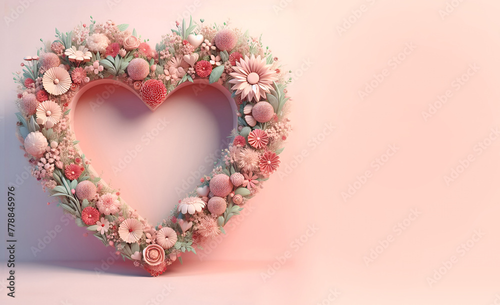 heart of flowers pastel color Background 