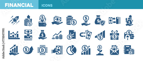 Vector illustration set of financial, business icons