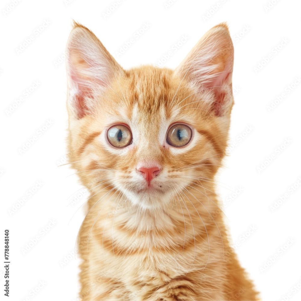 Small orange kitten with blue eyes