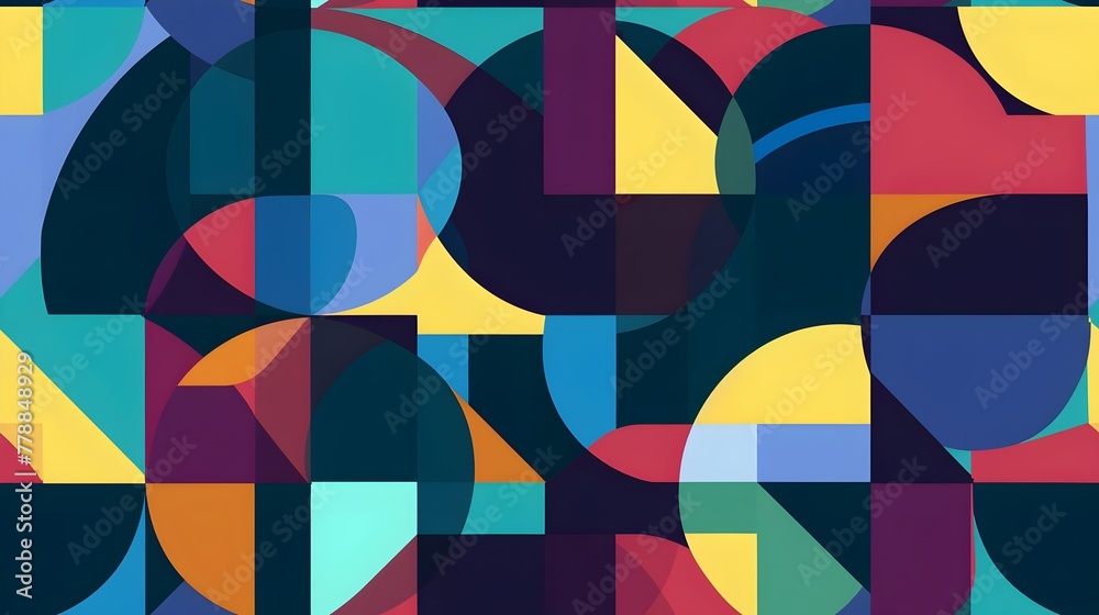 Vibrant Abstract Background Design: Geometric Shapes Infused with Creative Style, Hand Edited Generative AI