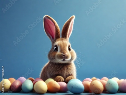 easter bunny and easter eggs © supachai