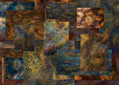 abstract background with a pattern of squares in blue and brown colors