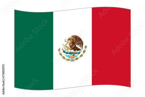 Waving flag of the country Mexico. Vector illustration.