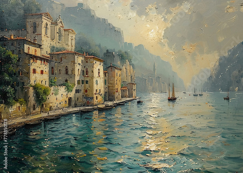 Oil painting, port city --ar 139:100 --stylize 750