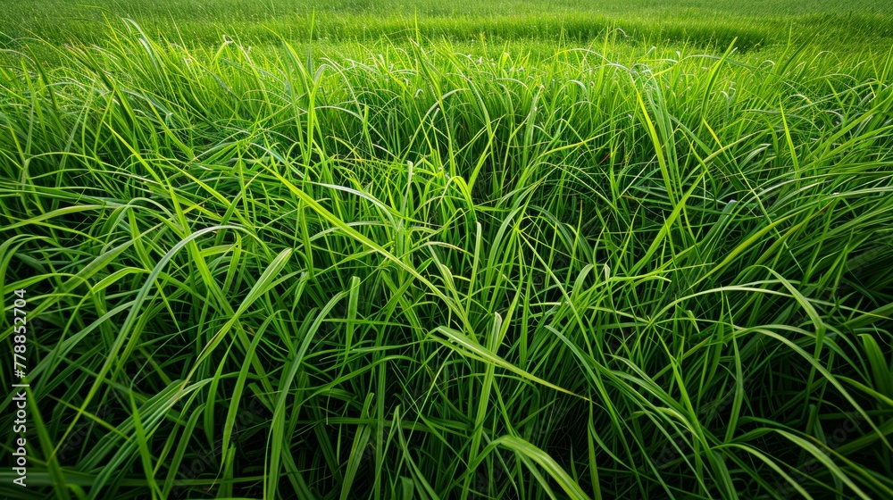 Vibrant green grass meadow with dynamic textures, conveying freshness and growth Vibrant green grass meadow with dynamic textures, conveying freshness and growth